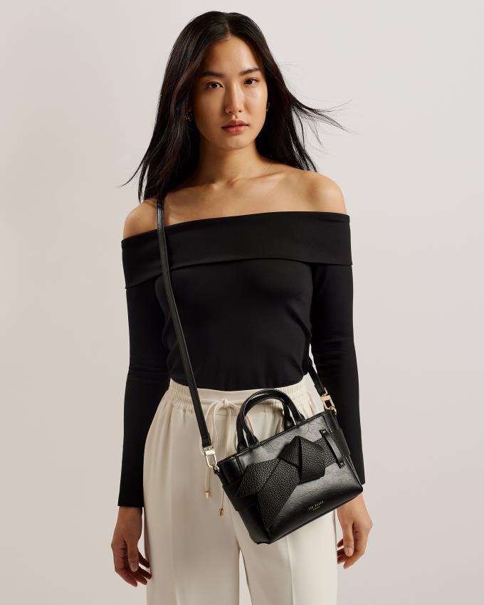 Sac en Cuir Ted Baker Mini Knot Bow Faux Noir Femme | CPQ-50656179